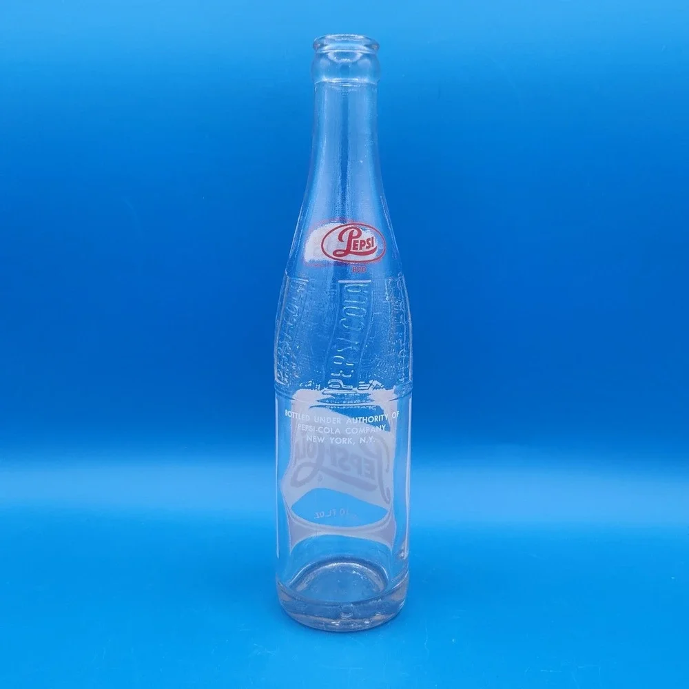 Vintage Sparkling Pepsi-Cola Glass Bottle 10 oz NY Temperglas Red & White Logo